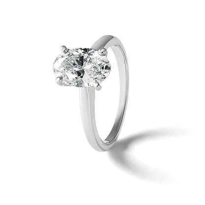 14K Weißgold 2 ct. Laborgezüchteter Diamant VS/SI+ G+ Oval-Solitär-Verlobungsring