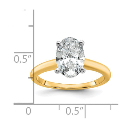 14K Bicolor 2 ct. Laborgezüchteter Diamant VS/SI+ G+ Oval Solitär Verlobungsring