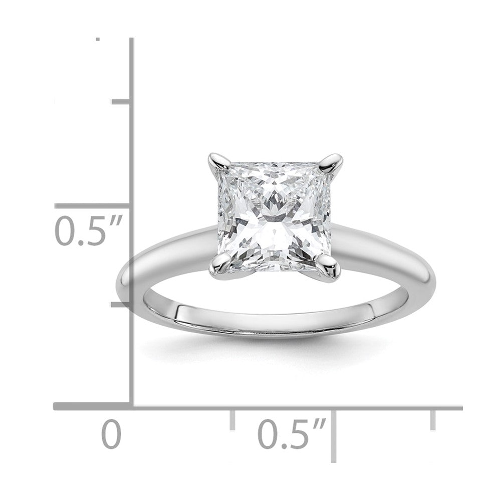 14K Weißgold Verlobungsring mit 2 ct. zertifizierten, im Labor gezüchteten Diamanten VS/SI+ G+ im Princess-Solitär-Schliff