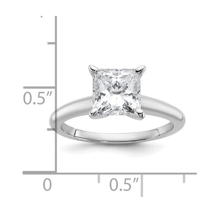 14K Weißgold Verlobungsring mit 2 ct. zertifizierten, im Labor gezüchteten Diamanten VS/SI+ G+ im Princess-Solitär-Schliff