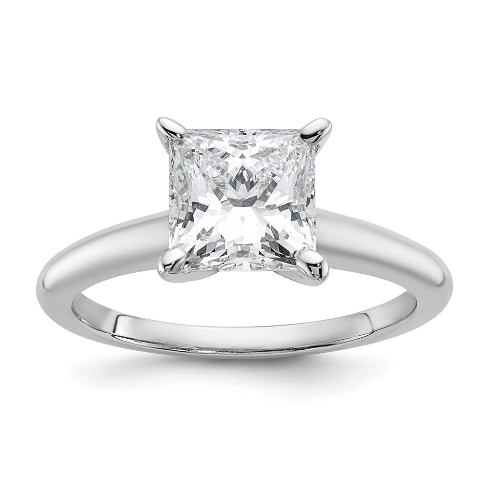 14K Weißgold Verlobungsring mit 2 ct. zertifizierten, im Labor gezüchteten Diamanten VS/SI+ G+ im Princess-Solitär-Schliff