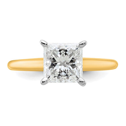14K Bicolor 2 ct. Zertifizierter Labor Gezüchteter Diamant VS/SI+ G+ Prinzess Solitär Verlobungsring