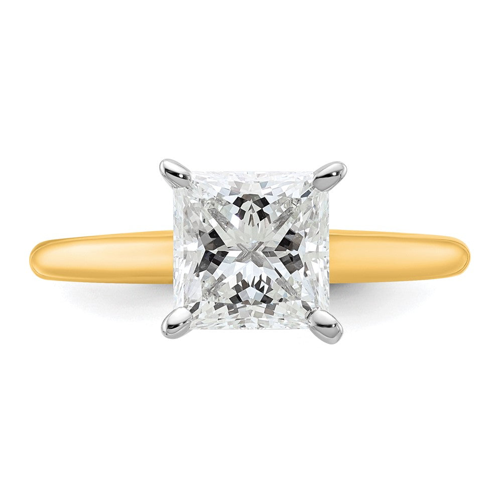 14K Bicolor Verlobungsring mit 2 ct. im Prinzessschliff gezüchtetem Diamant-Solitär, VS/SI+ G+
