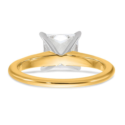14K Bicolor Verlobungsring mit 2 ct. im Prinzessschliff gezüchtetem Diamant-Solitär, VS/SI+ G+