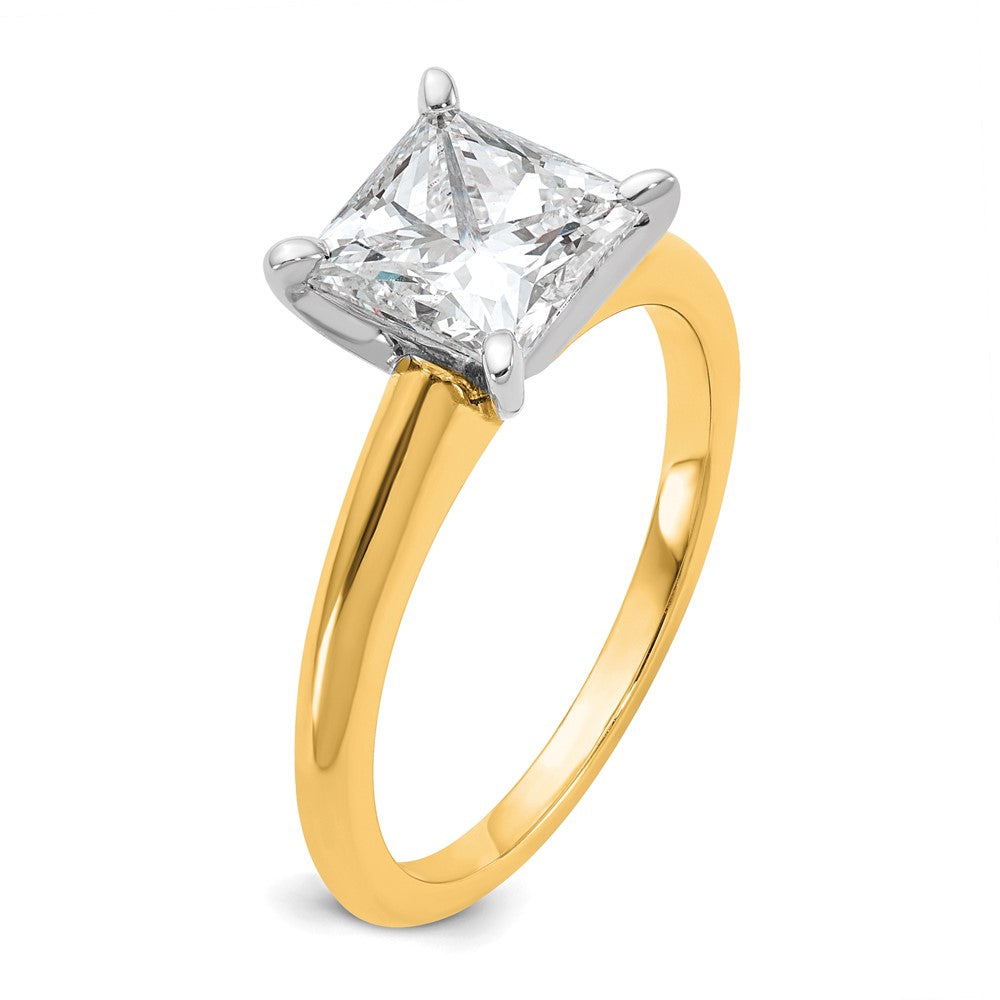 14K Bicolor Verlobungsring mit 2 ct. im Prinzessschliff gezüchtetem Diamant-Solitär, VS/SI+ G+