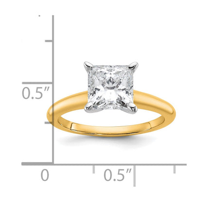 14K Bicolor 2 ct. Zertifizierter Labor Gezüchteter Diamant VS/SI+ G+ Prinzess Solitär Verlobungsring