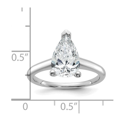 14K Weißgold 2 ct. Labor-gewachsener Diamant VS/SI+ G+ Birnenschliff-Solitär-Verlobungsring
