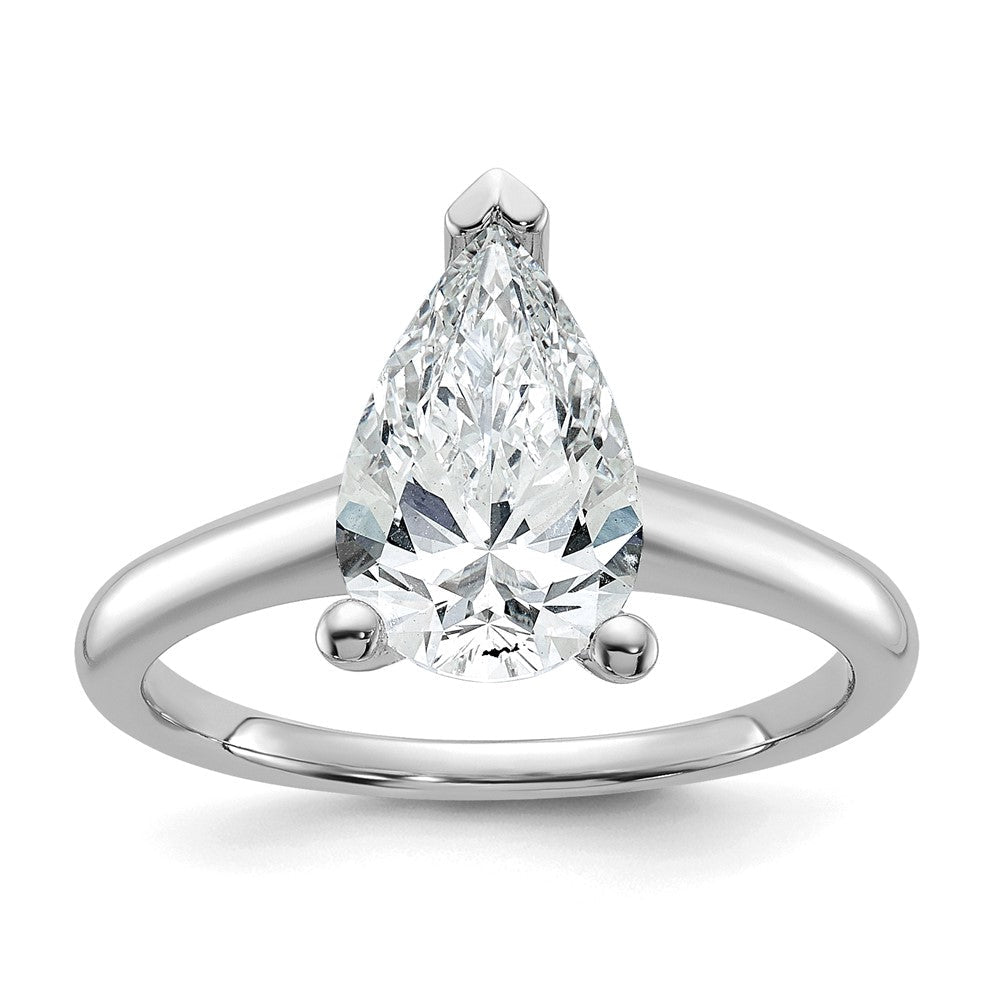 14K Weißgold 2 ct. Labor-gewachsener Diamant VS/SI+ G+ Birnenschliff-Solitär-Verlobungsring