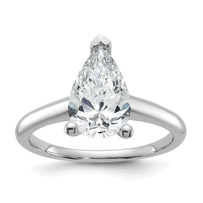 14K Weißgold 2 ct. zertifizierter, im Labor gezüchteter Diamant VS/SI+ G+ Birne Solitär Verlobungsring