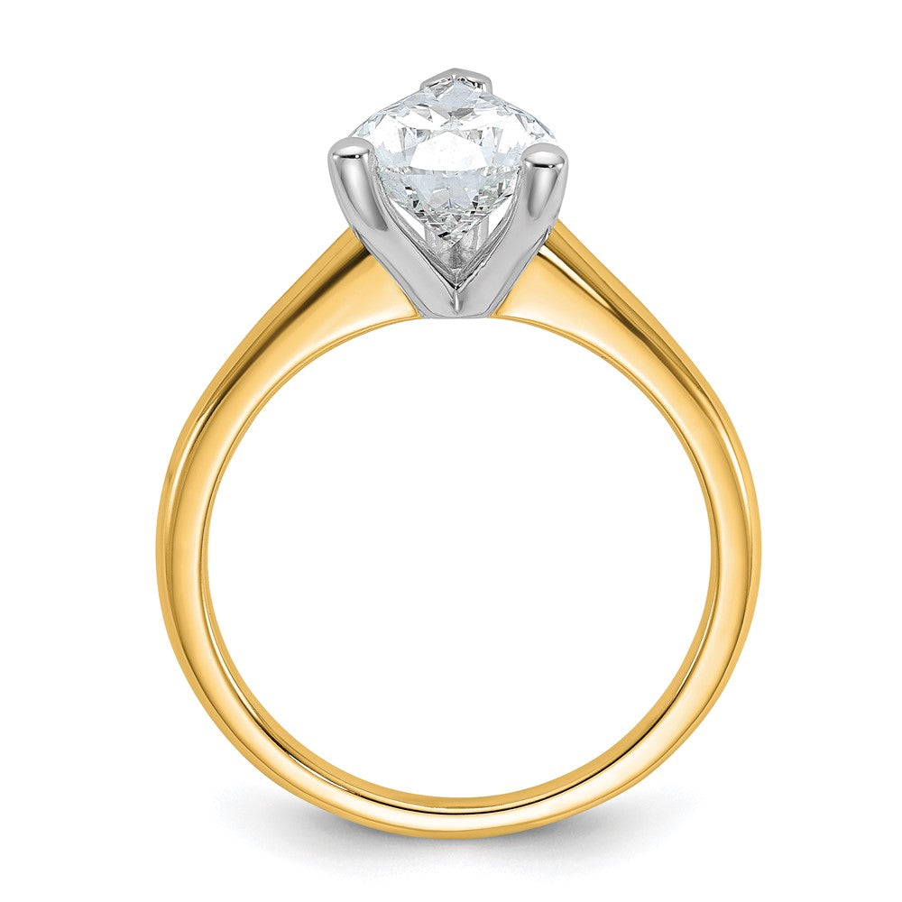 14K Zweifarbiger Verlobungsring mit 2 ct. im Labor gezüchtetem Diamant, VS/SI+ G+, Birnenschliff, Solitär