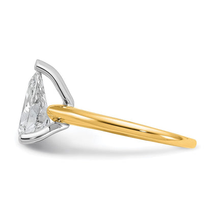 14K Zweifarbiger Verlobungsring mit 2 ct. im Labor gezüchtetem Diamant, VS/SI+ G+, Birnenschliff, Solitär