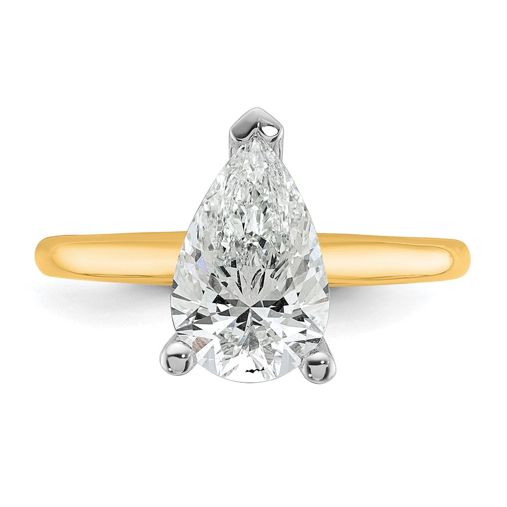 14K Zweifarbiger Verlobungsring mit 2 ct. im Labor gezüchtetem Diamant, VS/SI+ G+, Birnenschliff, Solitär