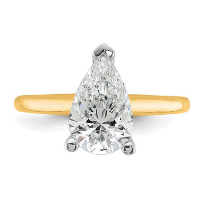 14K Zweifarbiger Verlobungsring mit 2 ct. im Labor gezüchtetem Diamant, VS/SI+ G+, Birnenschliff, Solitär