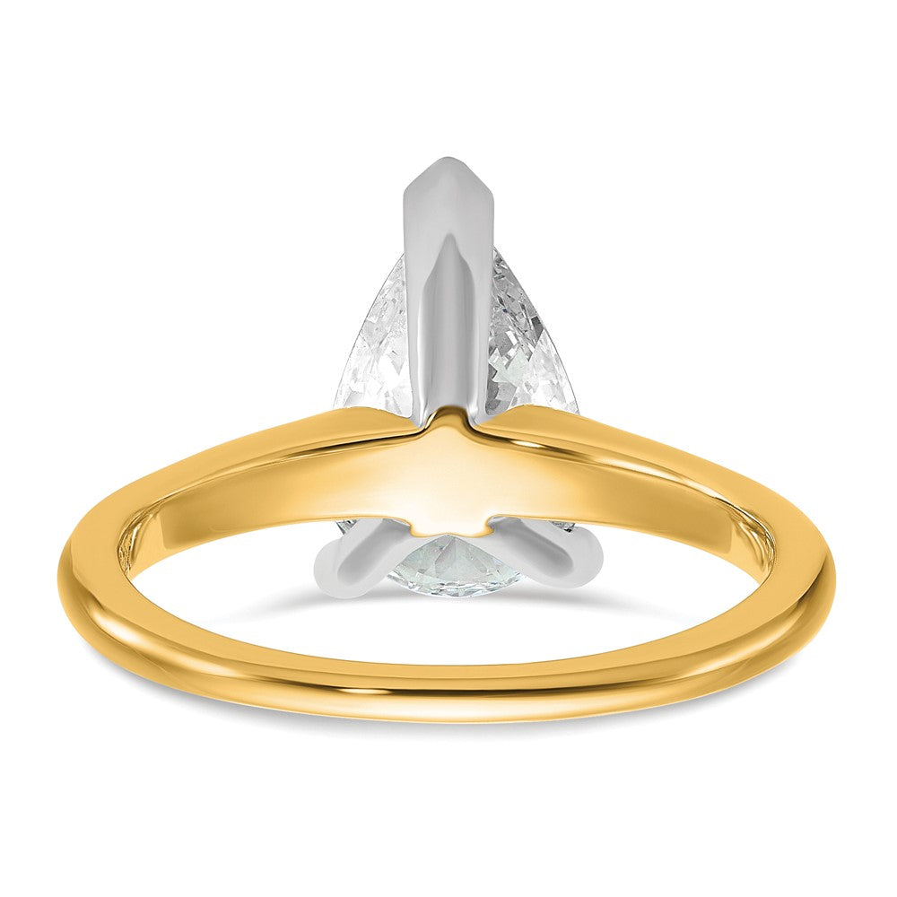 14K Zweifarbiger Verlobungsring mit 2 ct. im Labor gezüchtetem Diamant, VS/SI+ G+, Birnenschliff, Solitär