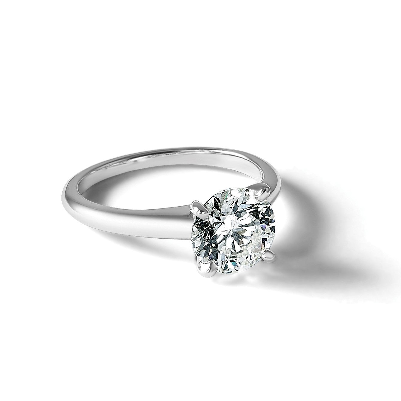 14K Weißgold 2 ct. Labor-Diamant VS/SI+ G+ Rund Solitär Verlobungsring