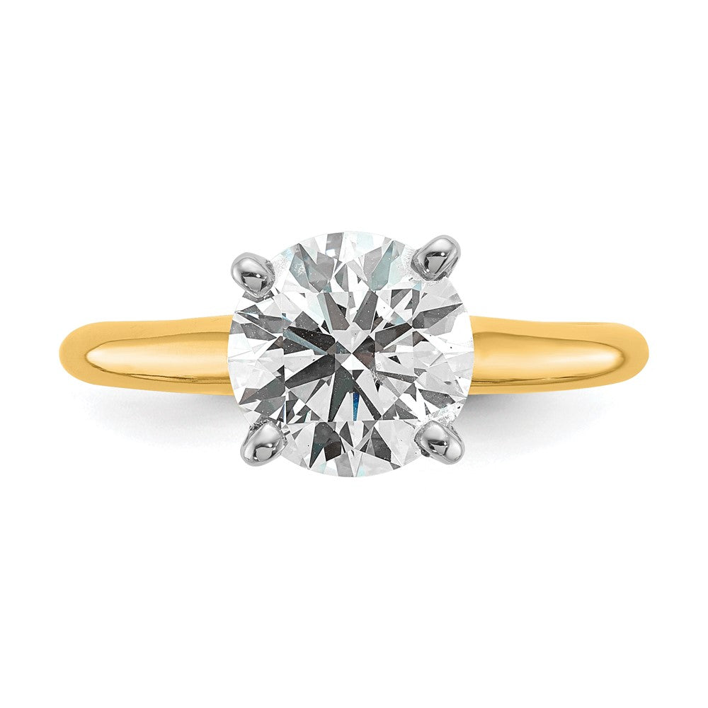 14K Bicolor Verlobungsring mit rundem Solitär, 2 ct. Labor­diamant, VS/SI+ G+