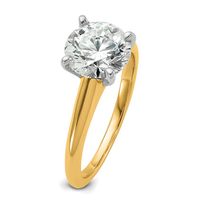 14K Bicolor Verlobungsring mit rundem Solitär, 2 ct. Labor­diamant, VS/SI+ G+