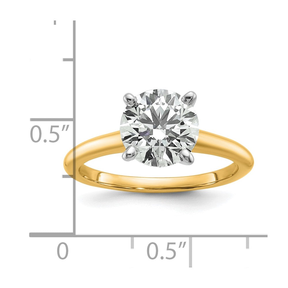 14K Bicolor Verlobungsring mit rundem Solitär, 2 ct. Labor­diamant, VS/SI+ G+