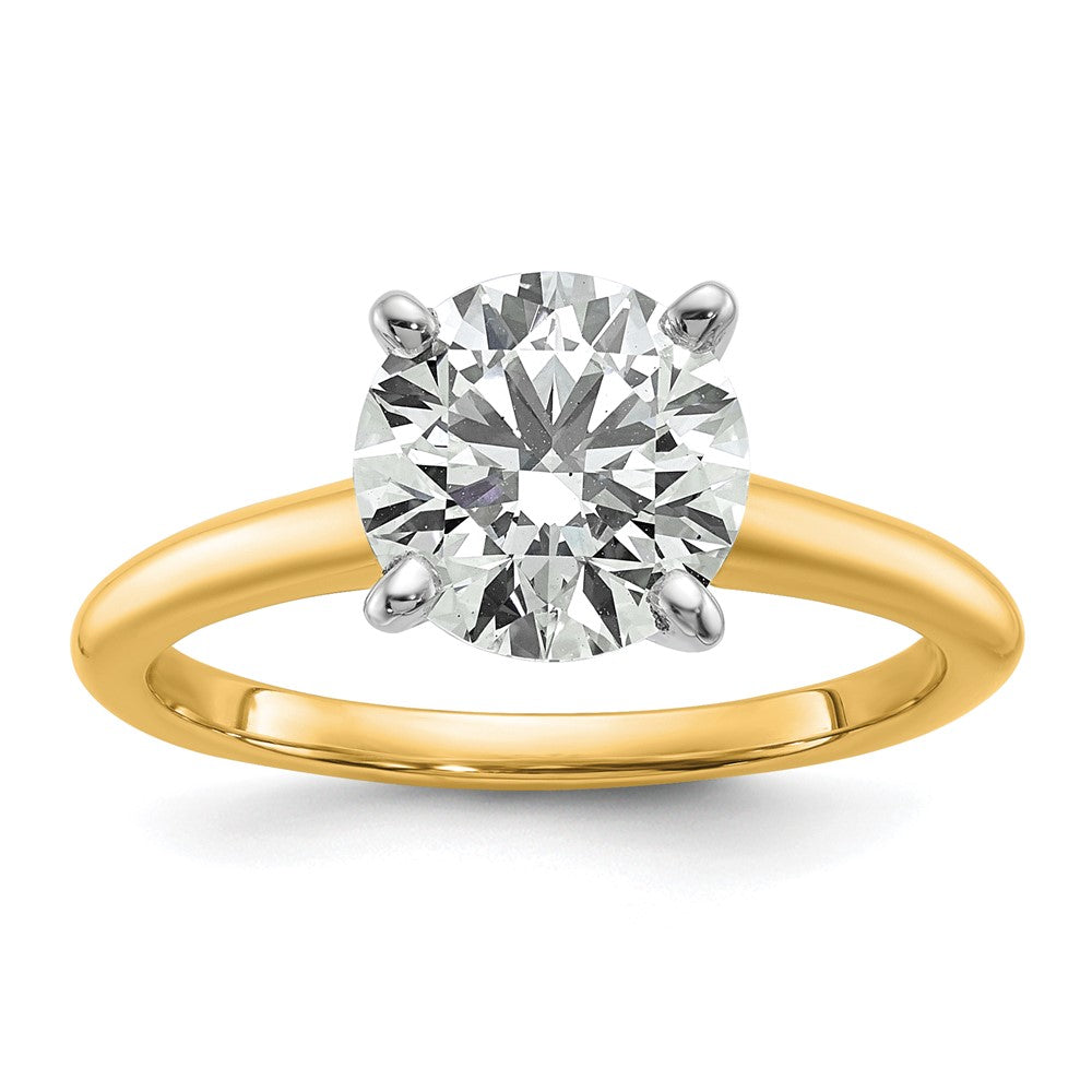 14K Bicolor Verlobungsring mit rundem Solitär, 2 ct. Labor­diamant, VS/SI+ G+
