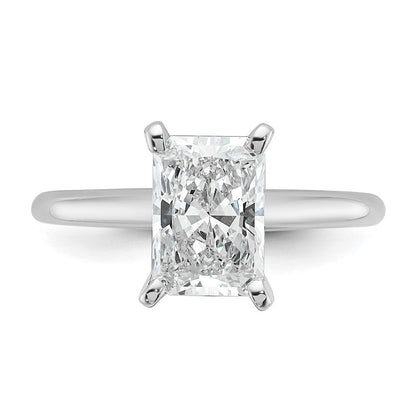 14K Weißgold 2 ct. Labor-Diamant VS/SI+ G+ Radiant-Schliff Solitär-Verlobungsring