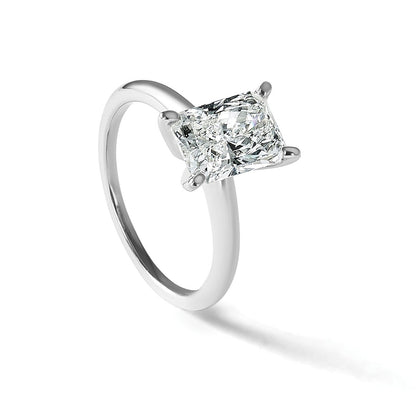 14K Weißgold 2 ct. Labor-Diamant VS/SI+ G+ Radiant-Schliff Solitär-Verlobungsring