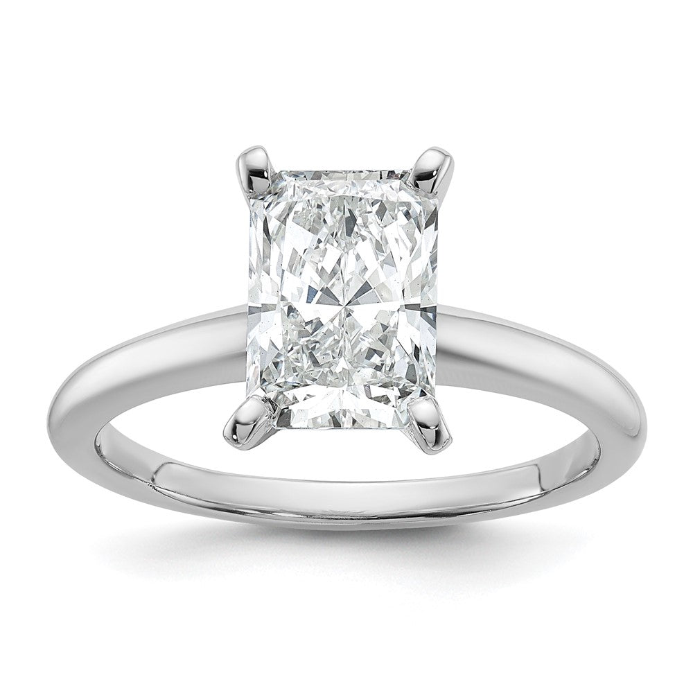 14K Weißgold 2 ct. Labor-Diamant VS/SI+ G+ Radiant-Schliff Solitär-Verlobungsring