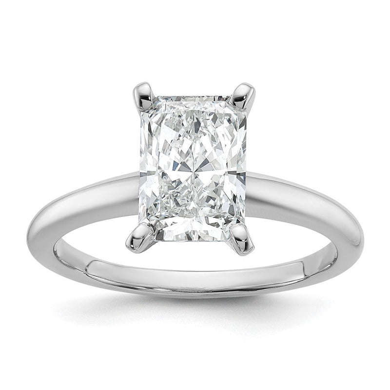 14K Weißgold 2 ct. zertifizierter, im Labor gezüchteter Diamant VS/SI+ G+ Radiant Solitär Verlobungsring