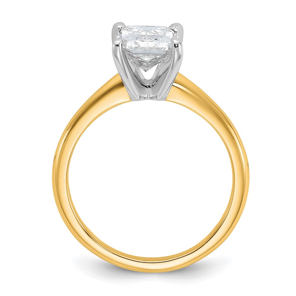 14K Bicolor Verlobungsring mit 2 ct. zertifiziertem, im Labor gezüchtetem Diamant im Radiant-Schliff, Solitär, VS/SI+ G+