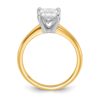 14K Bicolor 2 ct. Laborgezüchteter Diamant VS/SI+ G+ Radiant Solitär Verlobungsring