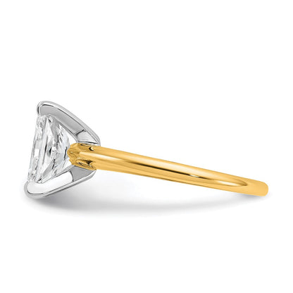 14K Bicolor Verlobungsring mit 2 ct. zertifiziertem, im Labor gezüchtetem Diamant im Radiant-Schliff, Solitär, VS/SI+ G+