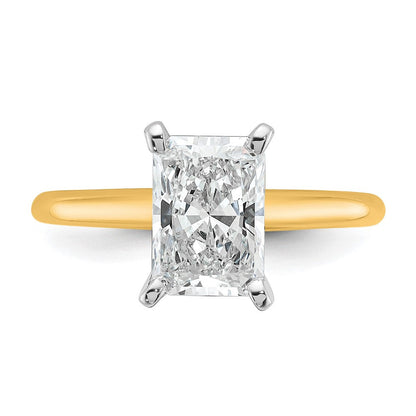 14K Bicolor Verlobungsring mit 2 ct. zertifiziertem, im Labor gezüchtetem Diamant im Radiant-Schliff, Solitär, VS/SI+ G+