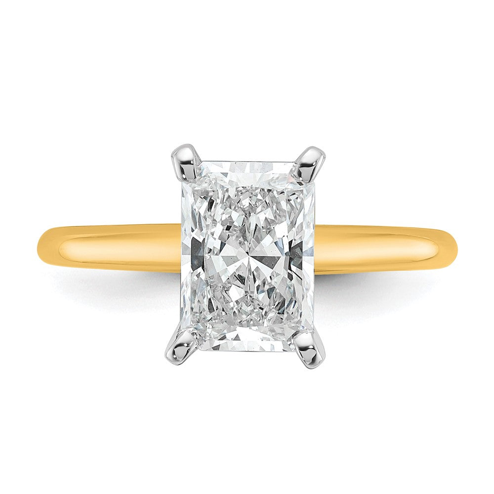 14K Bicolor 2 ct. Laborgezüchteter Diamant VS/SI+ G+ Radiant Solitär Verlobungsring