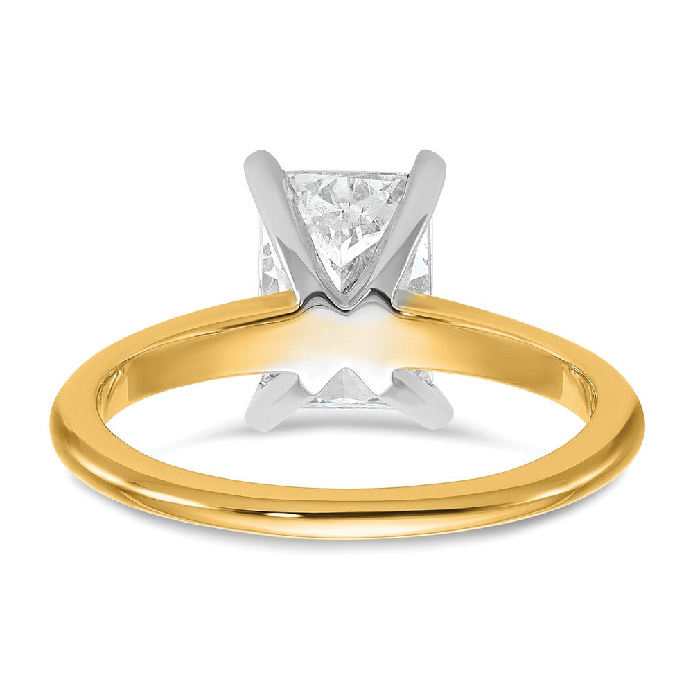 14K Bicolor 2 ct. Laborgezüchteter Diamant VS/SI+ G+ Radiant Solitär Verlobungsring