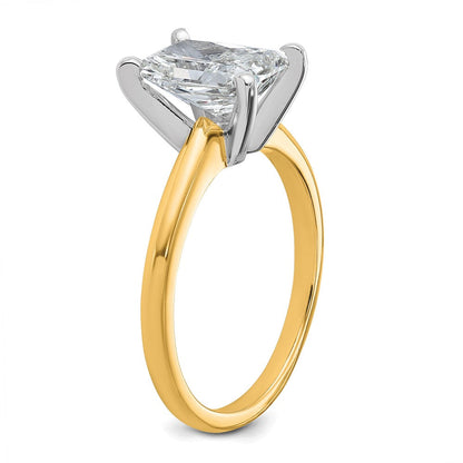 14K Bicolor 2 ct. Laborgezüchteter Diamant VS/SI+ G+ Radiant Solitär Verlobungsring