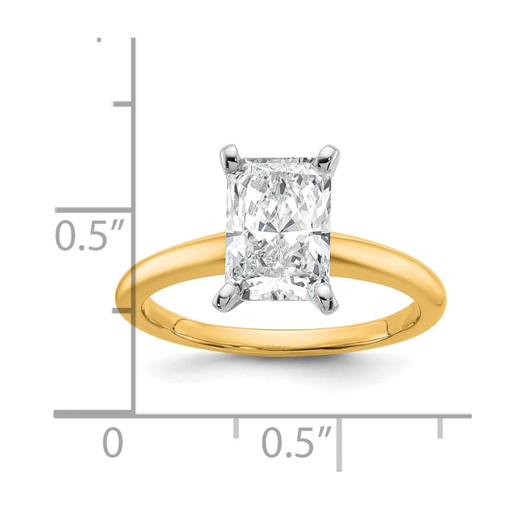 14K Bicolor 2 ct. Laborgezüchteter Diamant VS/SI+ G+ Radiant Solitär Verlobungsring