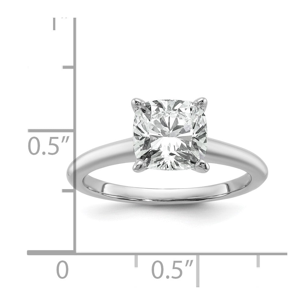 14K Weißgold Verlobungsring mit 2,5 ct. im Kissenschliff gezüchtetem Solitär-Diamant VS/SI+ G+