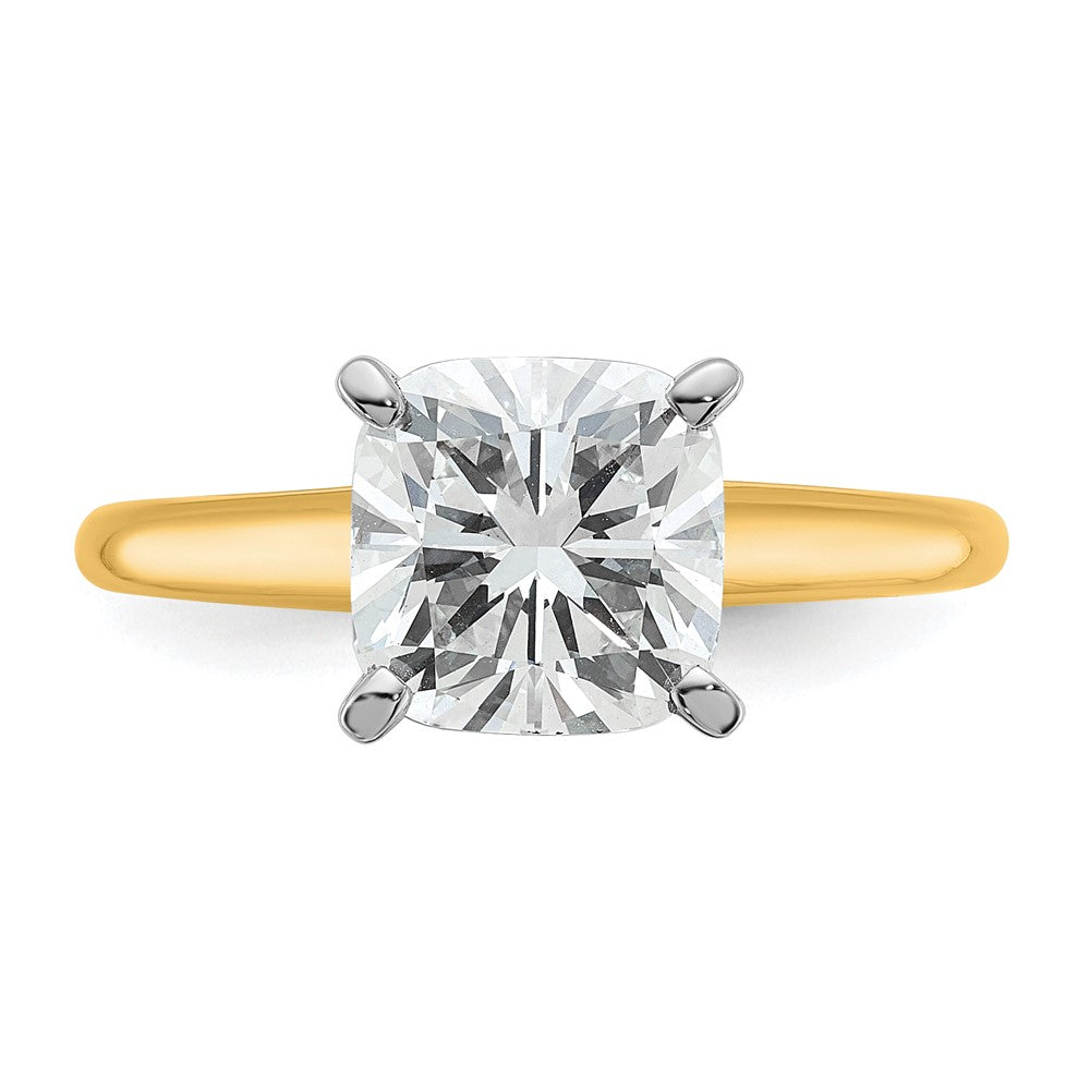 14K Bicolor 2,5 ct. Laborgezüchteter Diamant VS/SI+ G+ Kissenschliff Solitär Verlobungsring