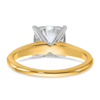 14K Bicolor 2,5 ct. Laborgezüchteter Diamant VS/SI+ G+ Kissenschliff Solitär Verlobungsring