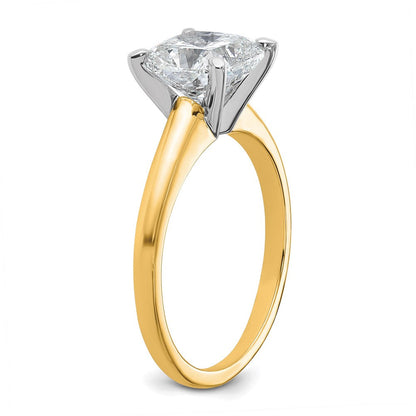 14K Bicolor Verlobungsring mit 2,5 ct. zertifiziertem, im Labor gezüchtetem Diamant im Kissenschliff, Solitär, VS/SI+ G+