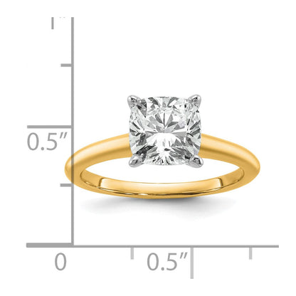 14K Bicolor 2,5 ct. Laborgezüchteter Diamant VS/SI+ G+ Kissenschliff Solitär Verlobungsring