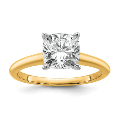 14K Bicolor 2,5 ct. Laborgezüchteter Diamant VS/SI+ G+ Kissenschliff Solitär Verlobungsring