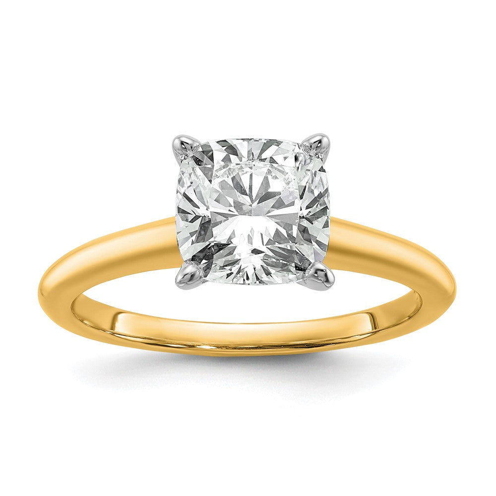 14K Bicolor Verlobungsring mit 2,5 ct. zertifiziertem, im Labor gezüchtetem Diamant im Kissenschliff, Solitär, VS/SI+ G+
