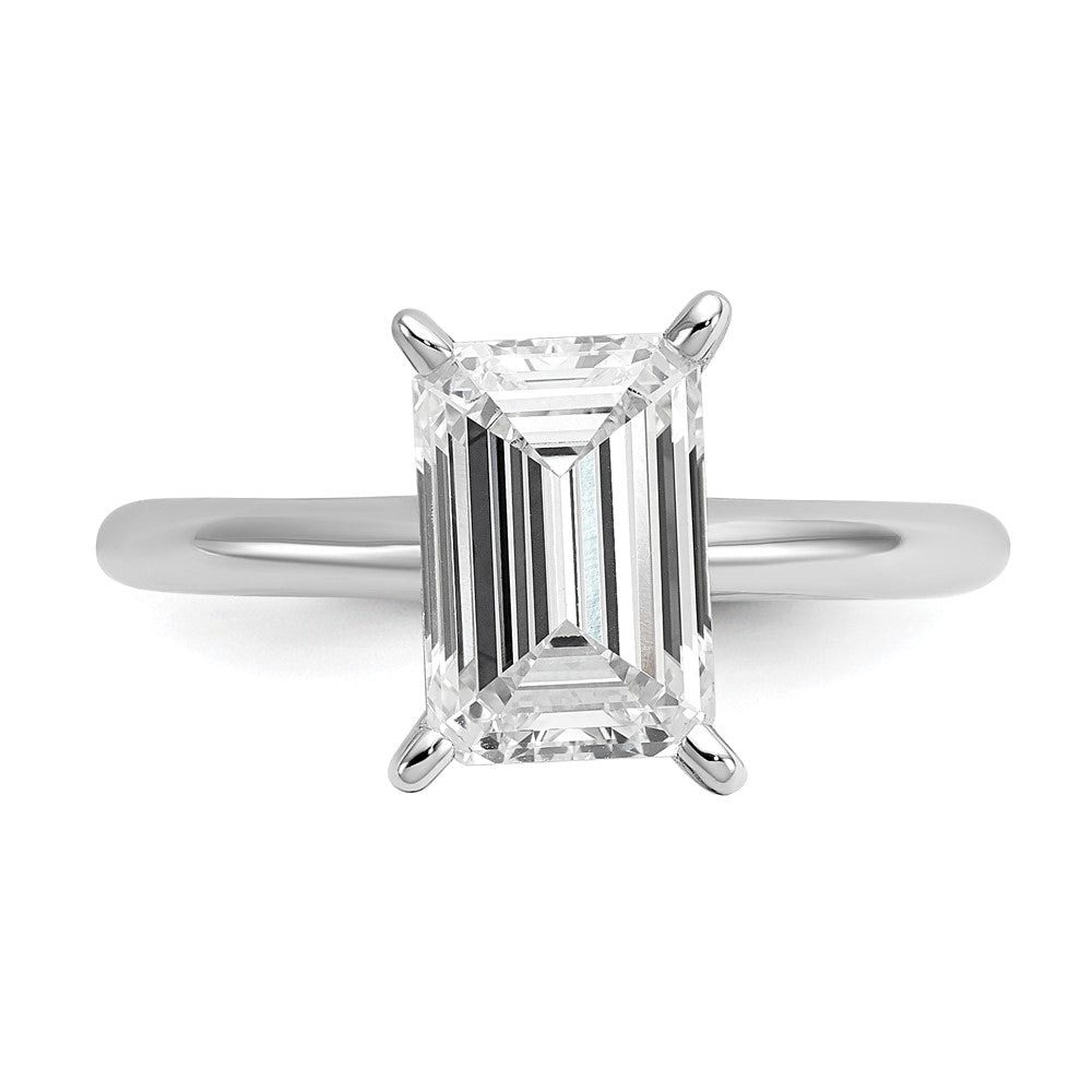 14K Weißgold Verlobungsring mit 2,5 ct. Labor gezüchtetem Diamant VS/SI+ G+ im Smaragdschliff, Solitär