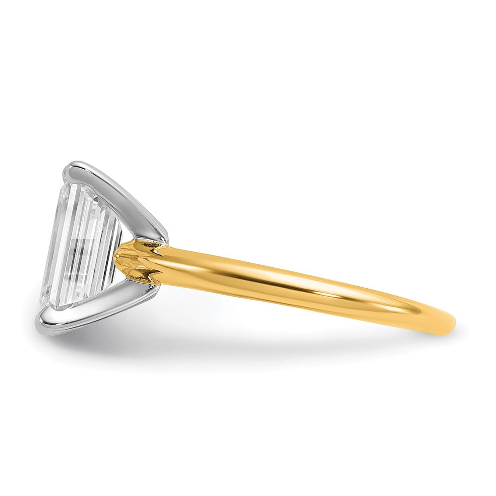 14K Zweifarbig 2,5 ct. Laborgezüchteter Diamant VS/SI+ G+ Smaragd Solitär Verlobungsring