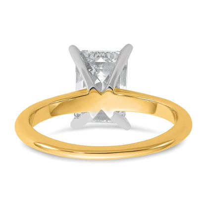 14K Zweifarbig 2,5 ct. Laborgezüchteter Diamant VS/SI+ G+ Smaragd Solitär Verlobungsring