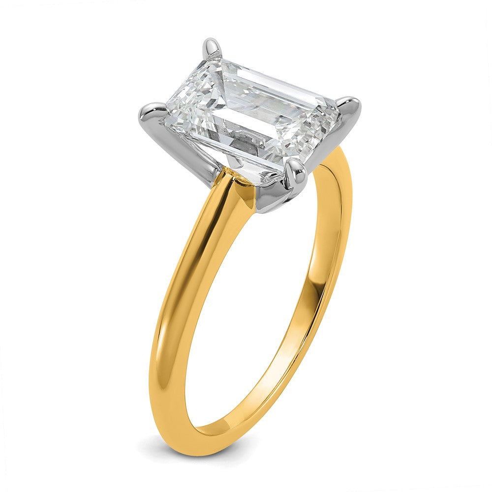 14K Zweifarbig 2,5 ct. Laborgezüchteter Diamant VS/SI+ G+ Smaragd Solitär Verlobungsring