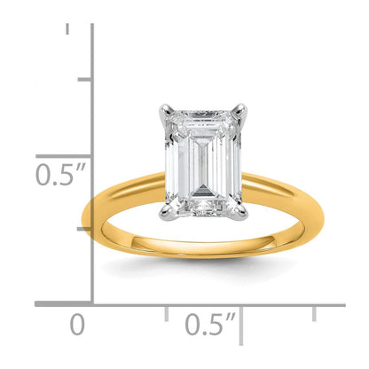 14K Zweifarbig 2,5 ct. Laborgezüchteter Diamant VS/SI+ G+ Smaragd Solitär Verlobungsring