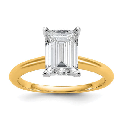 14K Zweifarbig 2,5 ct. Laborgezüchteter Diamant VS/SI+ G+ Smaragd Solitär Verlobungsring