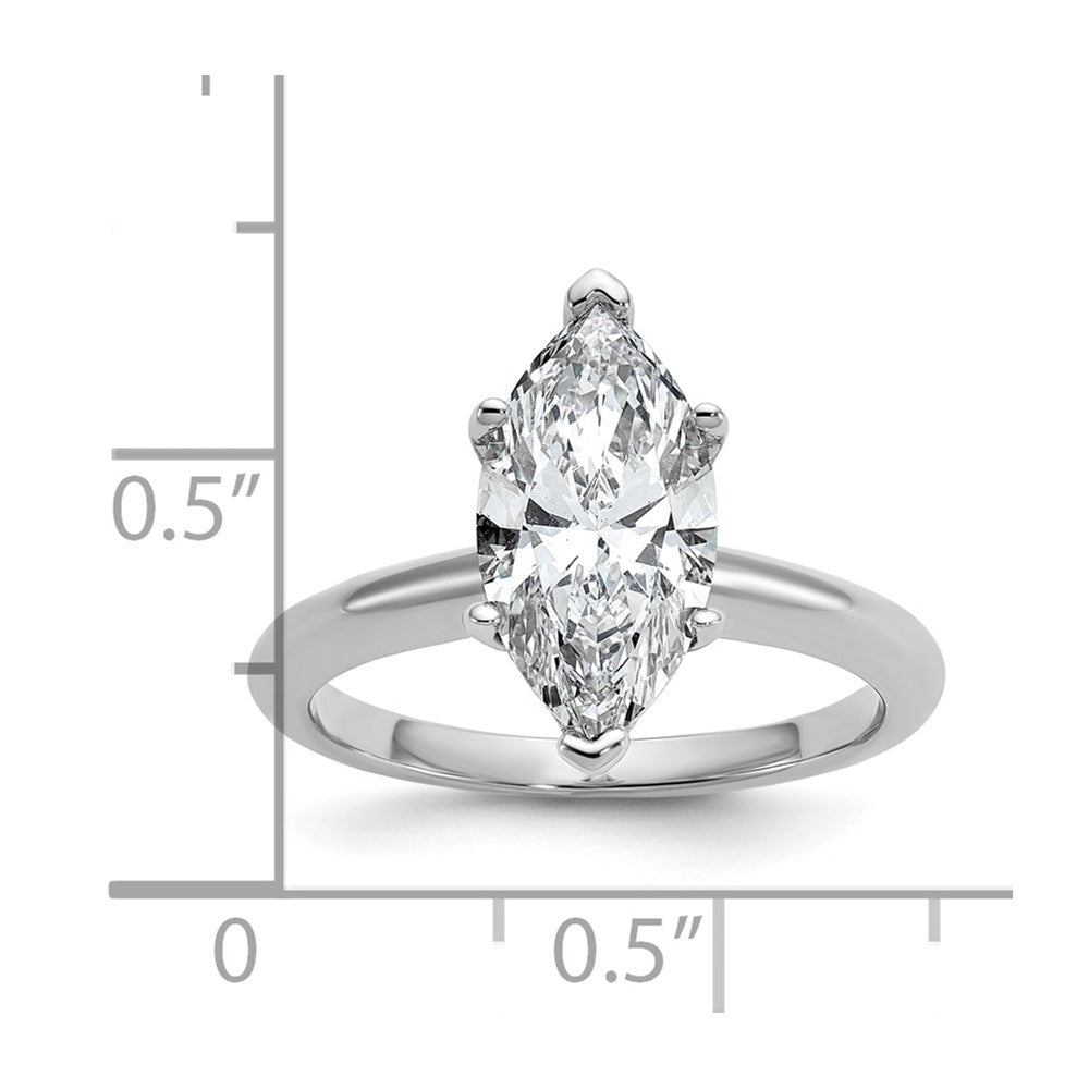 14K Weißgold Verlobungsring mit 2,5 ct. Labor gezüchtetem Diamant VS/SI+ G+ im Marquise-Solitär-Schliff