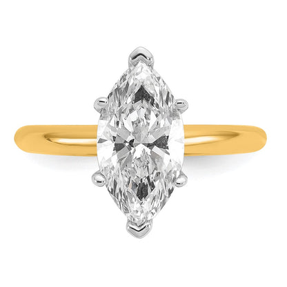 14K Bicolor Verlobungsring mit 2,5 ct. im Marquise-Solitär-Schliff, Labor-gezüchteter Diamant, VS/SI+ G+